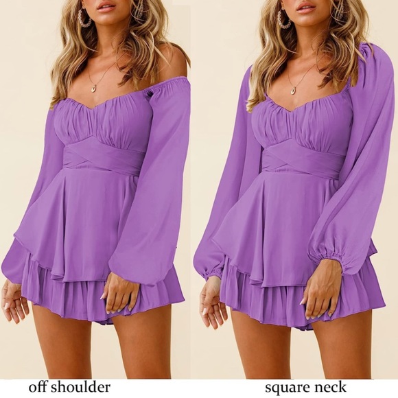 Purple Long Sleeve Romper - Picture 2 of 4